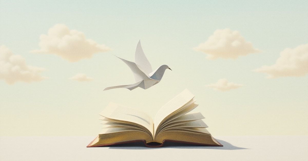 Livre ouvert d’où s’envole un oiseau de papier dans un ciel pâle : un agent IA agit de lui-même là où un chatbot se contente de répondre.